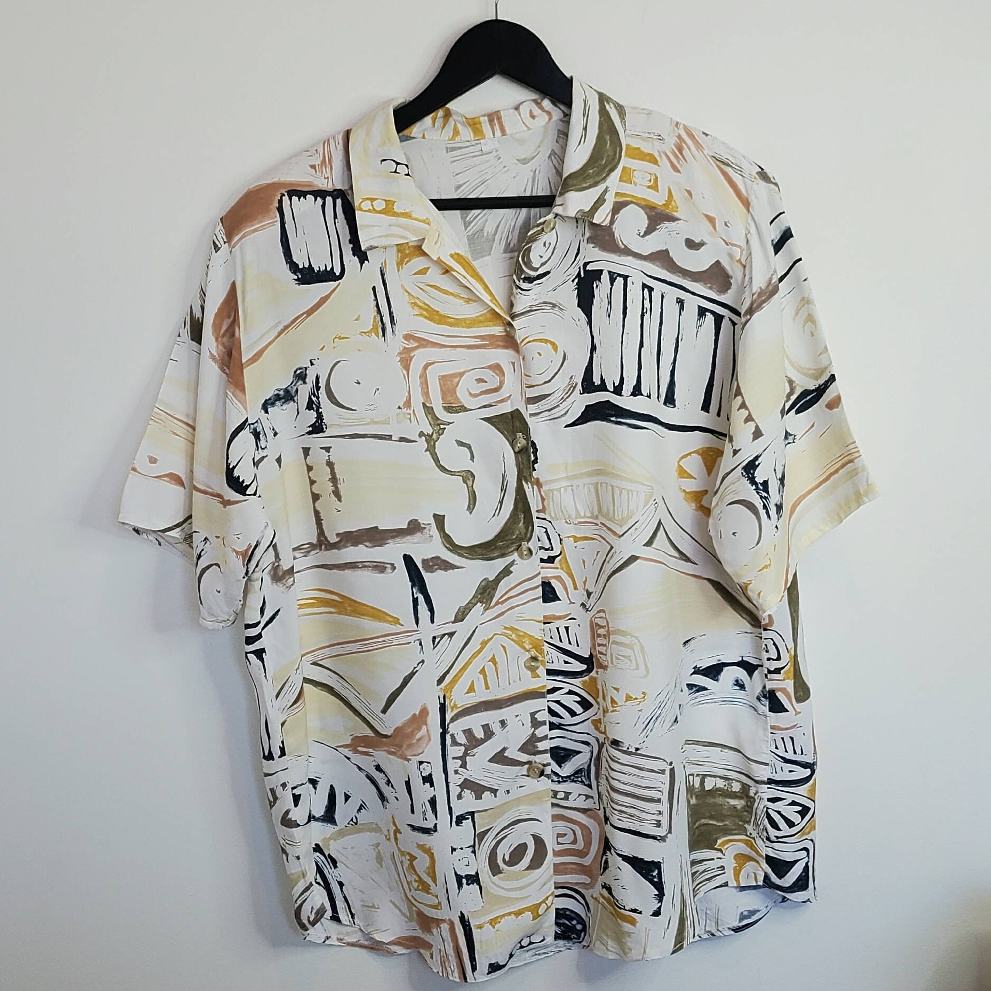 Vintage 90's Abstract Print Hawaiian Shirt
