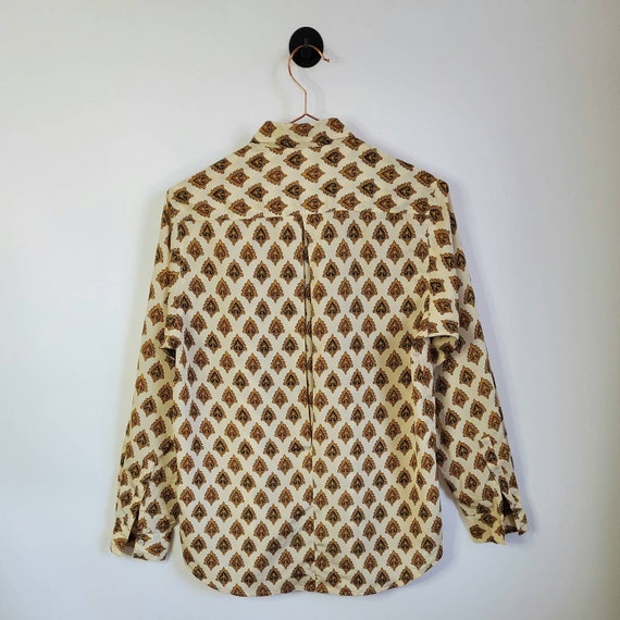 Vintage 90s Abstract Paisley Print Shirt White Go… - image 4