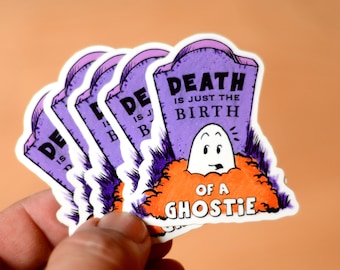 Ghostie Tombstone Sticker, Halloween Design