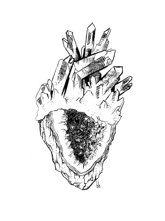 Crystal Heart Art Print Heart Print Artwork Design Home Etsy