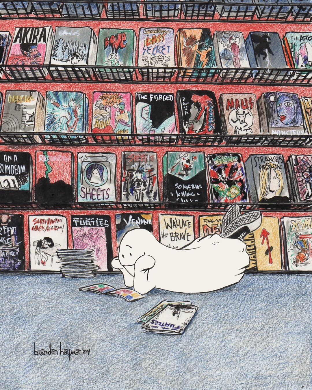 Haunted Comic Shop Art Print Illustration - Etsy