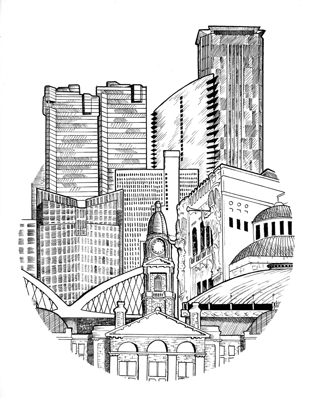 Fort Worth, Texas . Fine Art Print . Pen and Ink Drawing. - Etsy