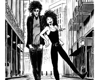 Sandman Fan Art Black and White Illustration