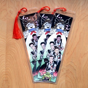 Ghostbusters Illustrated Bookmark, Stay Puft Marshmallow Man, Slimer, 80&#39;s nostalgia