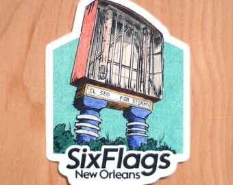 Six Flags New Orleans Vinyl Sticker-jazzland, Closed for Storm