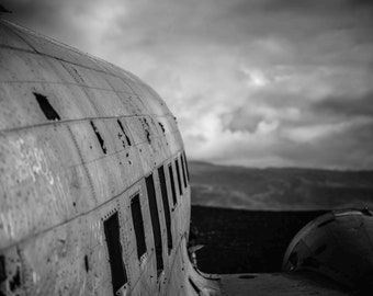 Icelandic Plane photograph, plane print, aircraft wreckage