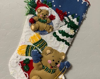 Bucilla Felt Christmas Stocking! Finished! 3-D! 18”!