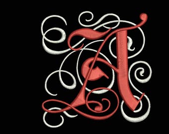 Monogram embroidery design, Machine Embroidery Monogram Font 4 Inch, Embroidery Monogram jef, PES, dst, exp, dsb, ksm, tab, sew, xxx, hus.