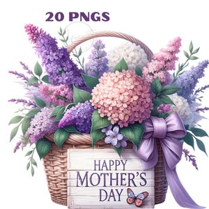 Glückliche Muttertag Clipart, Aquarell Muttertag Blumen Clipart, Muttertag PNG, Frühling Blumen Clipart, digitaler Download, kommerzielle Nutzung