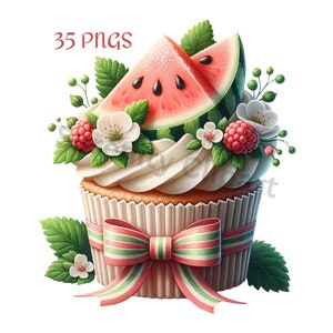 Berry Cupcake Clipart, Cupcakes de frutas, Imágenes prediseñadas para hornear, 35 PNG, Cake Pops, Postre Clipart, Descarga digital, Uso comercial, Sublimación