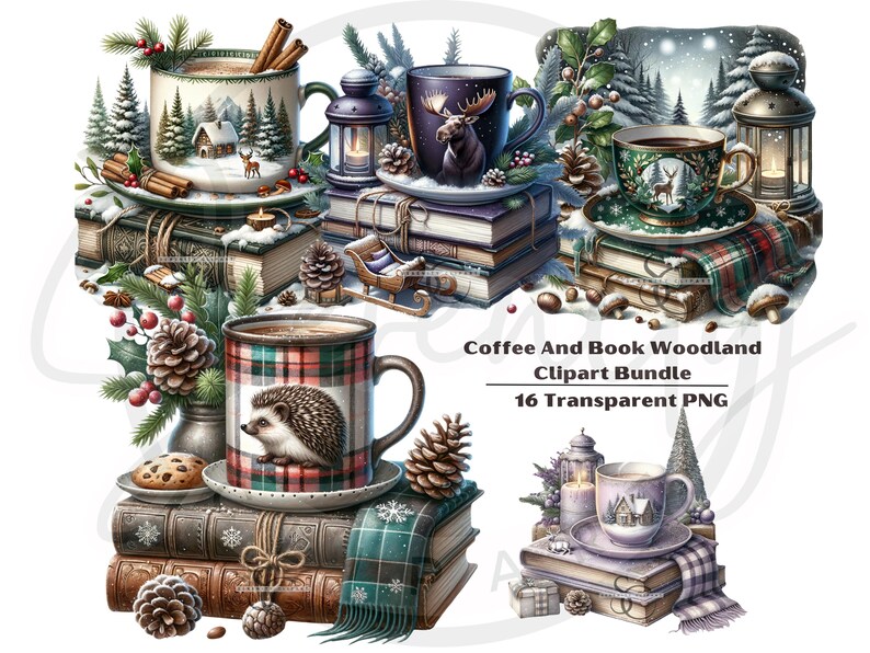 Coffee Clipart, Book Clipart, Coffee And Book Clipart, Coffee And Book PNG, Book Lover Clipart, Book Lover PNG, Woodland Clipart, Woodland PNG, Watercolor Coffee, Bookworm Clipart, Bookworm, Cozy Reading, Junk Journal, Sublimation, Digital Download
