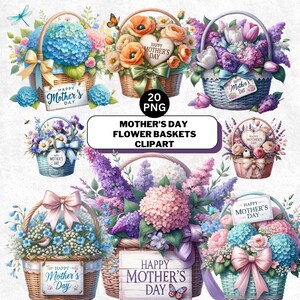 mothers day basket, watercolor flowers, spring floral art, happy mothers day, floral clipart set, spring clipart png, mothers day gift, flower clipart png, easter spring art, floral design png, mothers day decor, watercolor clipart, spring art print