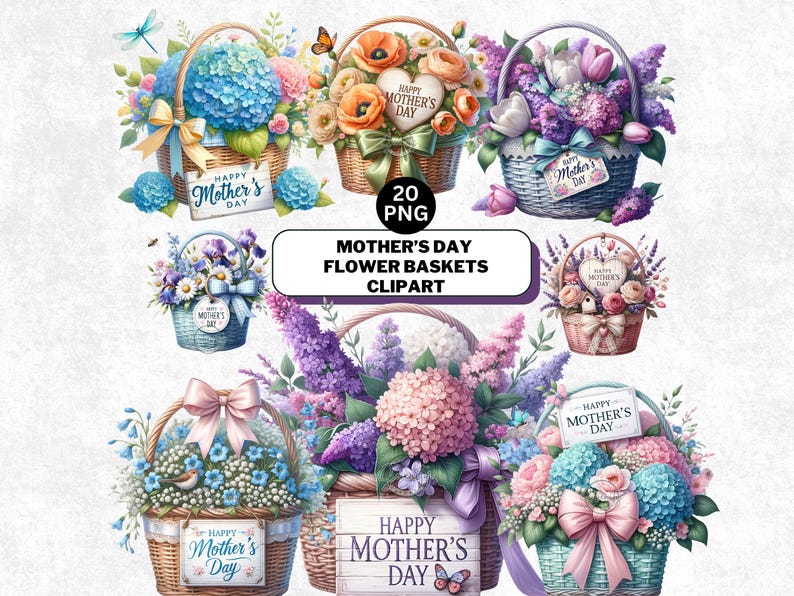 mothers day basket, watercolor flowers, spring floral art, happy mothers day, floral clipart set, spring clipart png, mothers day gift, flower clipart png, easter spring art, floral design png, mothers day decor, watercolor clipart, spring art print