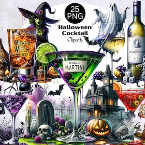 Halloween Cocktails Clipart, 10 Transparent Halloween