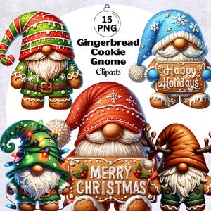Gingerbread Gnome Christmas Clipart: Holiday Cookie PNG (Digital Download)