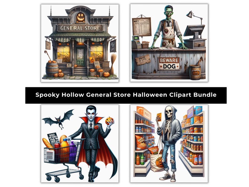 Spooky Hollow Clipart: Zombie General Store PNG (digital Download - Etsy