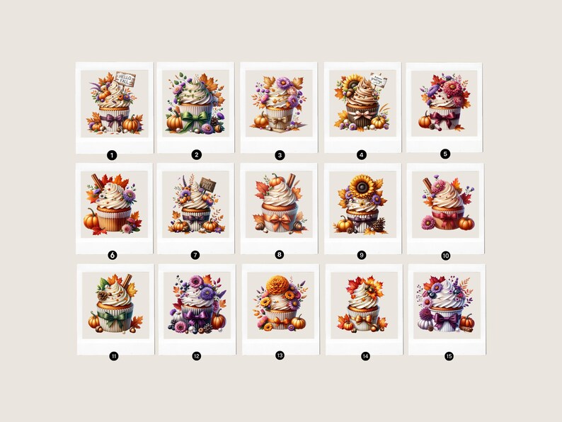 Autumn Cupcake Clipart, Autumn Cupcake PNG, Cupcake Clipart, Cupcake PNG, Thanksgiving Clipart, Thanksgiving PNG, Halloween Clipart, Halloween PNG, Pumpkin PNG, Fall Clipart, Fall PNG, Sweet Treats, Dessert Clipart, Instant Download, Commercial Use