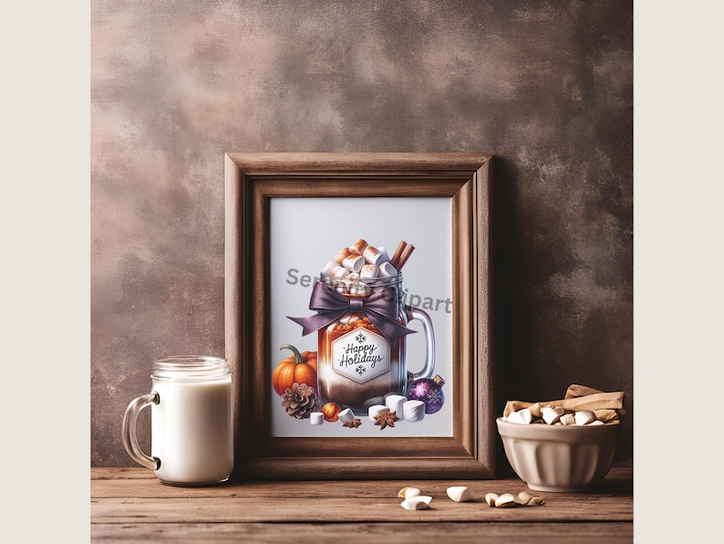 Christmas Hot Chocolate Clipart, Mason Jar Clipart, Christmas PNG, Hot Chocolate PNG, Mason Jar PNG, Holiday Hot Cocoa PNG, Merry Christmas, Happy Holidays, Warm Wishes, Festive Clipart, Sublimation, Junk Journals, Instant Download, Commercial Use