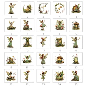 Skogsmark nyckfull älva Clipart, förtrollad magisk skog PNG, rustik svampfantasi Clipart, akvarell älva bilder, digital nedladdning bild 3