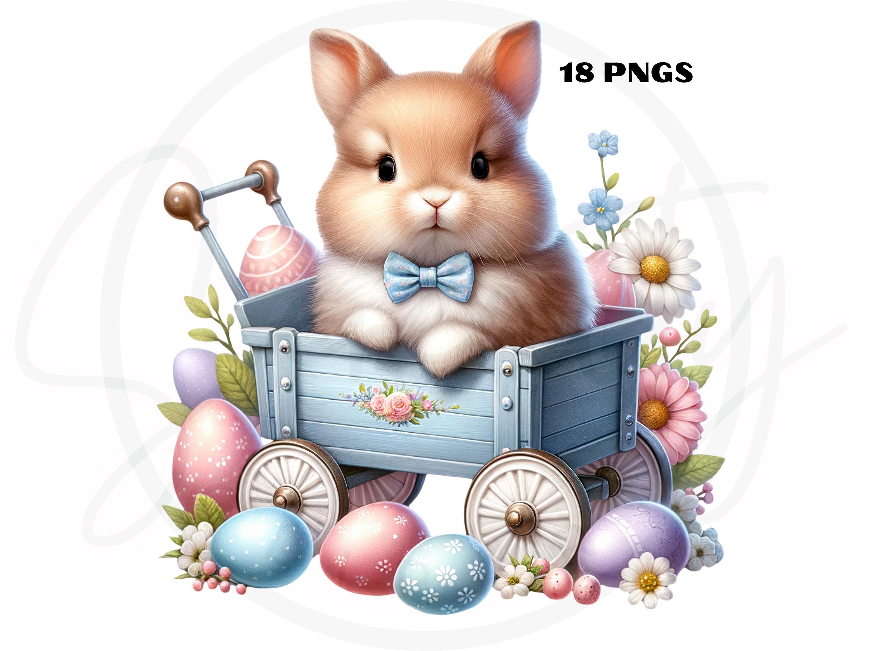 Watercolor Easter Bunny Clipart Bundle, Spring PNG Graphics (digital ...