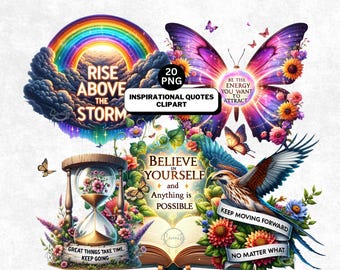 Aquarell inspirierende Zitate Clipart, positive Kunst PNG (digitaler Download)