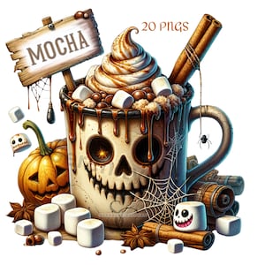 Watercolor Halloween Coffee Clipart, 20 PNG, Pumpkin Spice, Witch, Latte, Espresso, Mocha, Spooky, Hot Coffee, Halloween PNG, Coffee Clipart, Holiday, Birthday, Gift Idea, Sublimation, Junk Journals, Digital Planners, Cards, Mugs, Commercial Use, Spooky Halloween Clipart, Spooky PNG, Halloween PNG, Hot Coffee PNG, Hot Coffee Clipart