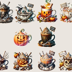 Watercolor Halloween Coffee Clipart, 20 PNG, Pumpkin Spice, Witch, Latte, Espresso, Mocha, Spooky, Hot Coffee, Halloween PNG, Coffee Clipart, Holiday, Birthday, Gift Idea, Sublimation, Junk Journals, Digital Planners, Cards, Mugs, Commercial Use, Spooky Halloween Clipart, Spooky PNG, Halloween PNG, Hot Coffee PNG, Hot Coffee Clipart