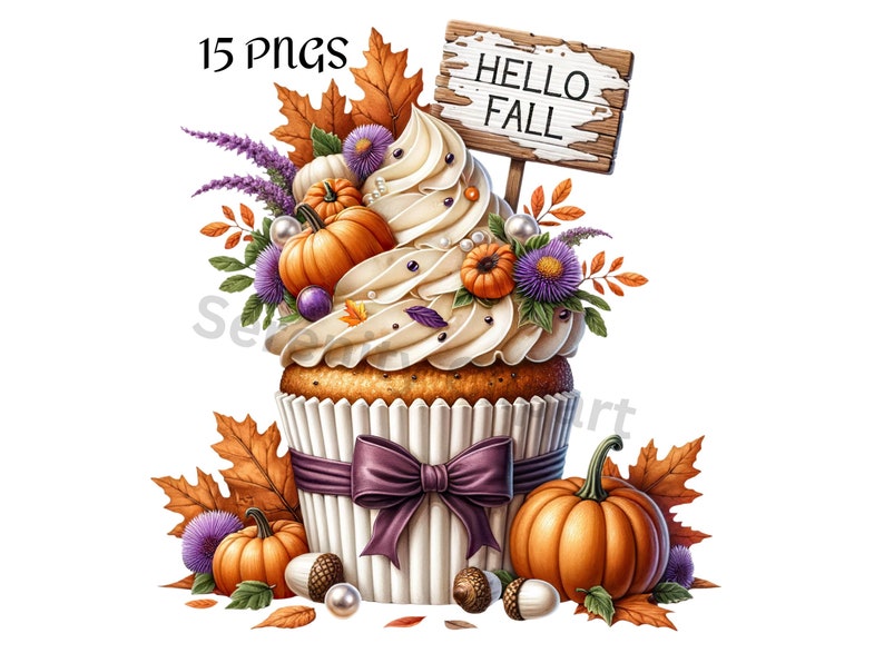 Autumn Cupcake Clipart, Autumn Cupcake PNG, Cupcake Clipart, Cupcake PNG, Thanksgiving Clipart, Thanksgiving PNG, Halloween Clipart, Halloween PNG, Pumpkin PNG, Fall Clipart, Fall PNG, Sweet Treats, Dessert Clipart, Instant Download, Commercial Use