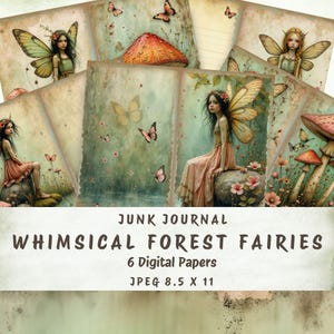 Pages de journal indésirable féerique, forêt enchantée imprimable, éphémères magiques, fournitures de scrapbooking fantastique, papier collage numérique, téléchargement numérique