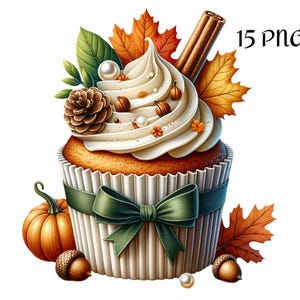 Autumn Cupcake Clipart, Autumn Cupcake PNG, Cupcake Clipart, Cupcake PNG, Thanksgiving Clipart, Thanksgiving PNG, Halloween Clipart, Halloween PNG, Pumpkin PNG, Fall Clipart, Fall PNG, Sweet Treats, Dessert Clipart, Instant Download, Commercial Use