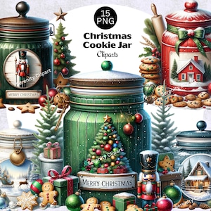 Christmas Cookie Jar Clipart, Festive Baking Graphics, Holiday Treat Illustrations, Christmas Cookie, Cookie Jar Clipart, Digital Download