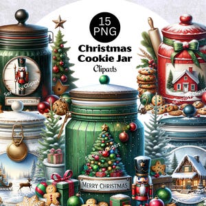 Weihnachten Keksdose Clipart, festliche Backgrafik, Urlaub Leckerei Illustrationen, Weihnachtsplätzchen, Keksglas Clipart, digitaler Download