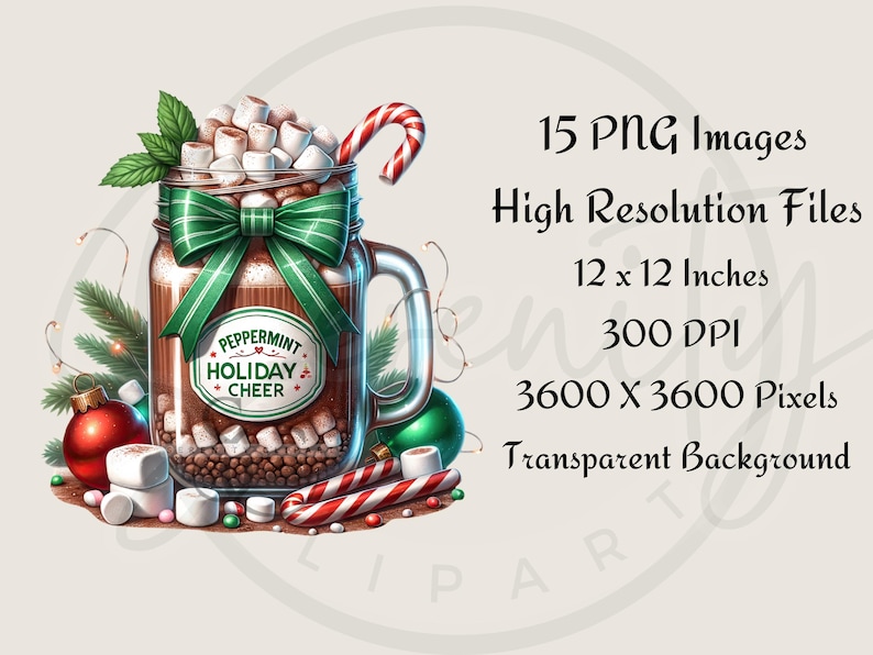 Christmas Hot Chocolate Clipart, Mason Jar Clipart, Christmas PNG, Hot Chocolate PNG, Mason Jar PNG, Holiday Hot Cocoa PNG, Merry Christmas, Happy Holidays, Warm Wishes, Festive Clipart, Sublimation, Junk Journals, Instant Download, Commercial Use