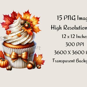 Autumn Cupcake Clipart, Autumn Cupcake PNG, Cupcake Clipart, Cupcake PNG, Thanksgiving Clipart, Thanksgiving PNG, Halloween Clipart, Halloween PNG, Pumpkin PNG, Fall Clipart, Fall PNG, Sweet Treats, Dessert Clipart, Instant Download, Commercial Use