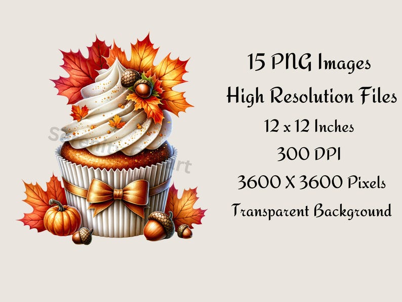 Autumn Cupcake Clipart, Autumn Cupcake PNG, Cupcake Clipart, Cupcake PNG, Thanksgiving Clipart, Thanksgiving PNG, Halloween Clipart, Halloween PNG, Pumpkin PNG, Fall Clipart, Fall PNG, Sweet Treats, Dessert Clipart, Instant Download, Commercial Use