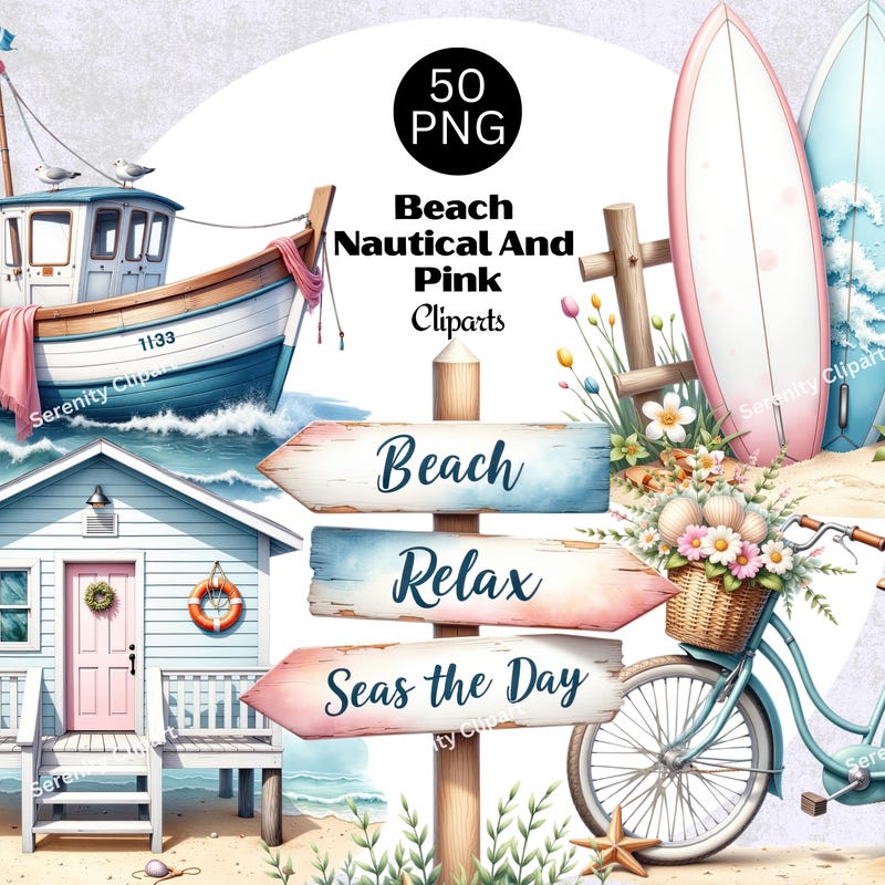 Watercolor Beach Clipart - Etsy