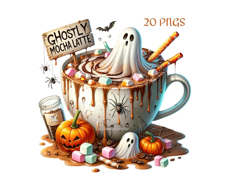 Watercolor Halloween Coffee Clipart, 20 PNG, Pumpkin Spice, Witch, Latte, Espresso, Mocha, Spooky, Hot Coffee, Halloween PNG, Coffee Clipart, Holiday, Birthday, Gift Idea, Sublimation, Junk Journals, Digital Planners, Cards, Mugs, Commercial Use, Spooky Halloween Clipart, Spooky PNG, Halloween PNG, Hot Coffee PNG, Hot Coffee Clipart