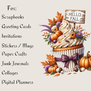 Autumn Cupcake Clipart, Autumn Cupcake PNG, Cupcake Clipart, Cupcake PNG, Thanksgiving Clipart, Thanksgiving PNG, Halloween Clipart, Halloween PNG, Pumpkin PNG, Fall Clipart, Fall PNG, Sweet Treats, Dessert Clipart, Instant Download, Commercial Use