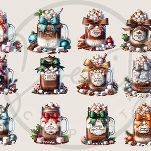 Christmas Hot Chocolate Clipart, Mason Jar Clipart, Christmas PNG, Hot Chocolate PNG, Mason Jar PNG, Holiday Hot Cocoa PNG, Merry Christmas, Happy Holidays, Warm Wishes, Festive Clipart, Sublimation, Junk Journals, Instant Download, Commercial Use