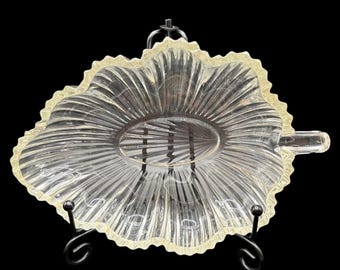 Vintage Bundes Glas Blatt Candy Dish Klar Depression Glas Relish Tablett EAPG Stil