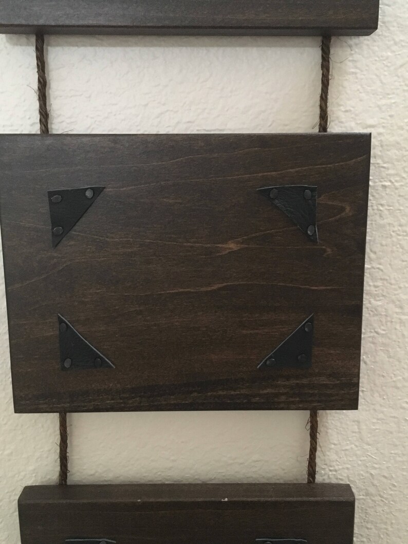 Three Tier Hanging Wood Photo Frame And Rope Picture Image 3