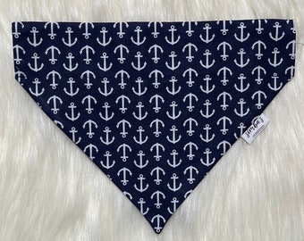 Anchors Dog Bandana | Over the Collar Bandana | Slip On Bandana