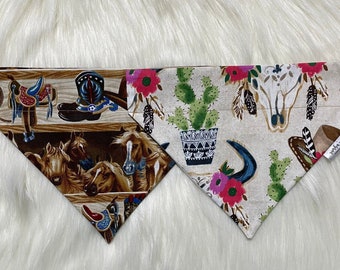 Cowboy | Cowgirl Dog Bandana | Over the Collar Bandana | Slip On Bandana