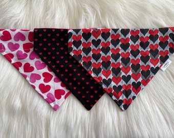 Valentines Day Dog Bandana | Heart Bandana | Anniversary Bandana | Over the Collar Bandana | Slip On Bandana