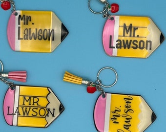 Personalized Pencil Keychain | Teacher Appreciation Gifts | Chunky Pencil Keychain | Maestra | Escuela | LLavero de Lapiz