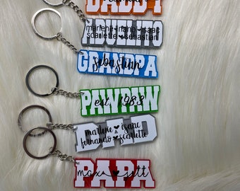 Grandpa | Dad | Papa | Abuelito | Paw Paw | Daddy | Acrylic Keychains | Father's Day Gifts | Personalized with child's name