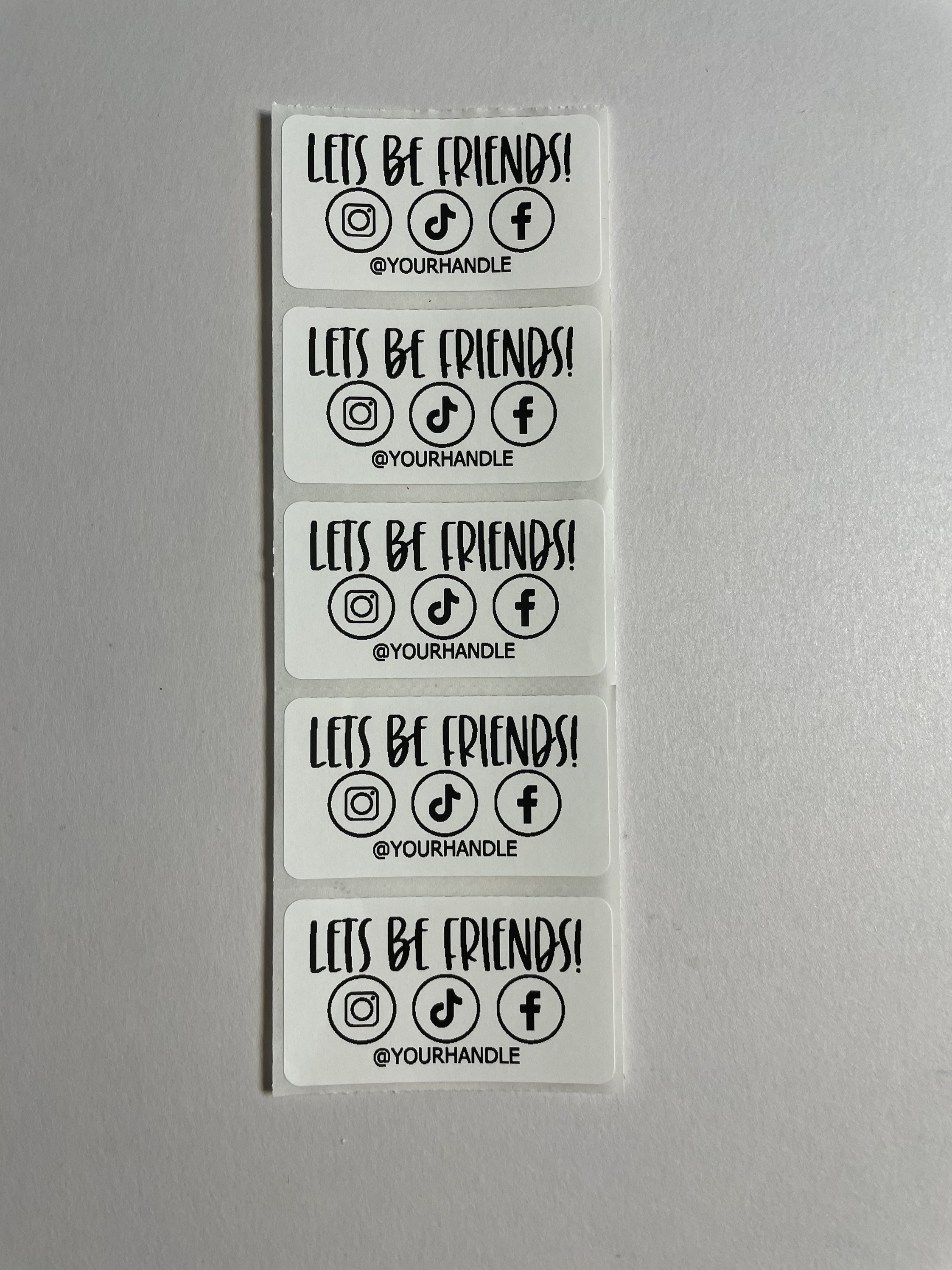 Custom - Let's Be Friends Thermal Sticker Labels | Social Media ...