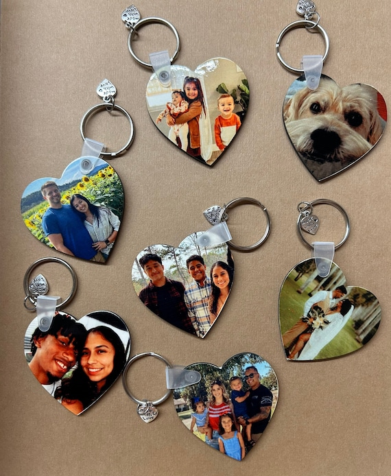 SimbasCreationsShop 2 Heart Keychain | Circle | Square | Rectangle Picture Keychain | Personalized Keychains | Sublimation Keychains | Valentines Day Keychain