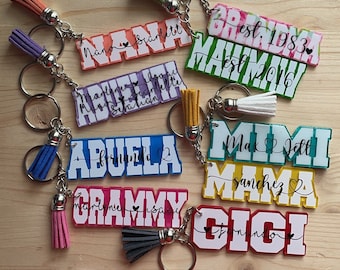Grandma | Abuela | Mimi | Abuelita | Grammy | Mama | Gigi | Maw Maw | Nana Keychain | Acrylic Keychain | personalized w grandchildren's name