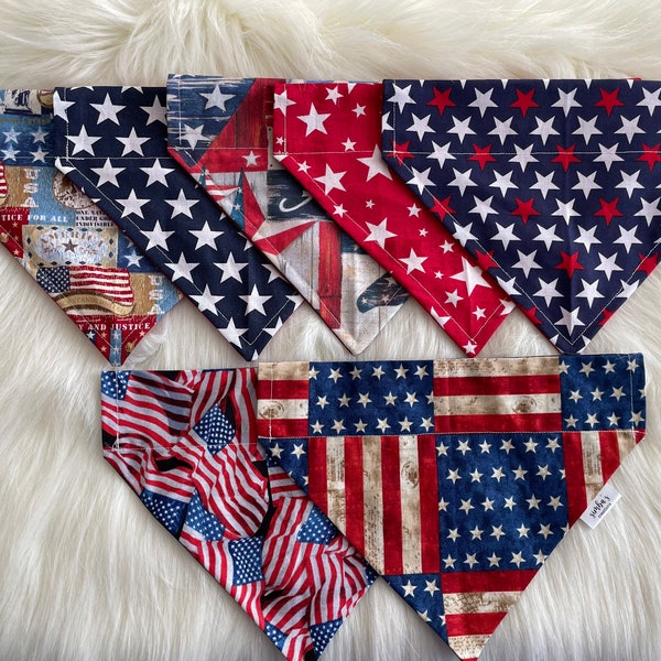 Dog Bandana | Fourth of July | Over the Collar Bandana | Slip On Bandana | Patriotic | USA | Land of the Free